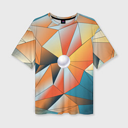 Женская футболка оверсайз Жемчужина - градиент из полигональных треугольнико