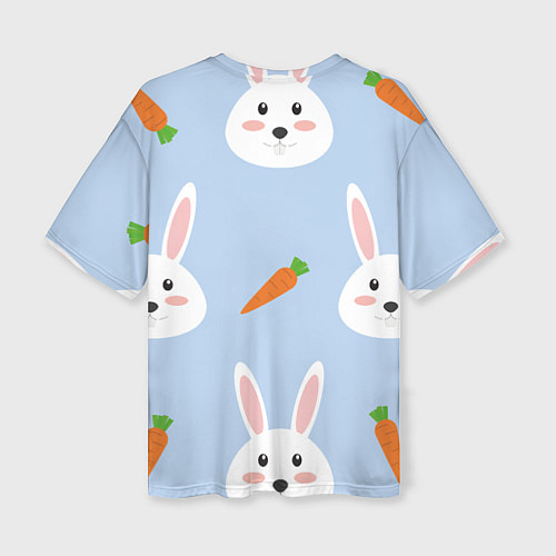 Женская футболка оверсайз Зайчики и морковки / 3D-принт – фото 2