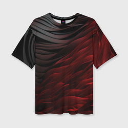 Женская футболка оверсайз Темно-красная текстура