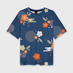 Женская футболка оверсайз Орнамент японского кимоно