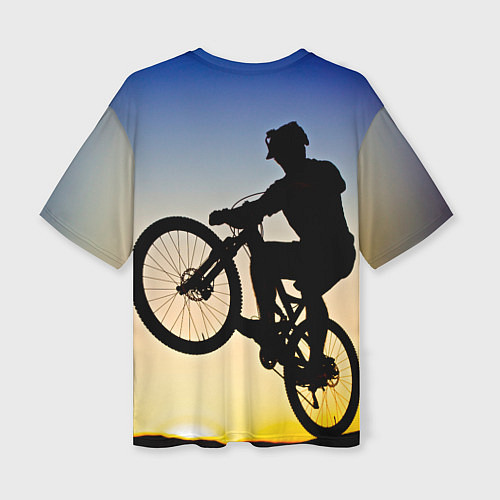Женская футболка оверсайз Прыжок велосипедиста / 3D-принт – фото 2