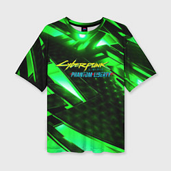 Женская футболка оверсайз Cyberpunk 2077 phantom liberty neon green