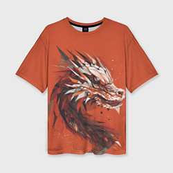 Женская футболка оверсайз Дракон из геометрических фигур: арт нейросети