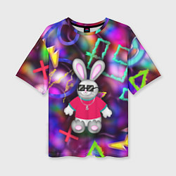 Футболка оверсайз женская Кролик в футболке, цвет: 3D-принт