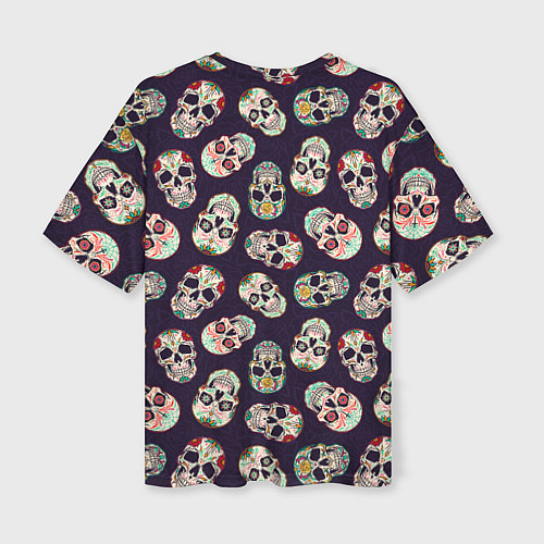Женская футболка оверсайз Узор с черепами Pattern with skulls / 3D-принт – фото 2