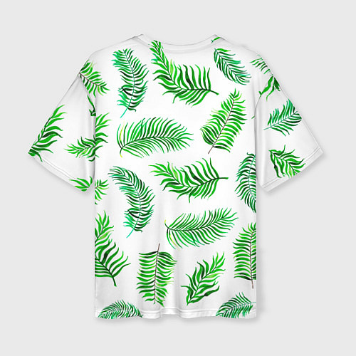 Женская футболка оверсайз Лесной папоротник нарисованный акварелью / 3D-принт – фото 2