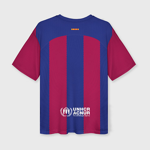 Женская футболка оверсайз ФК Барселона форма 2324 домашняя / 3D-принт – фото 2