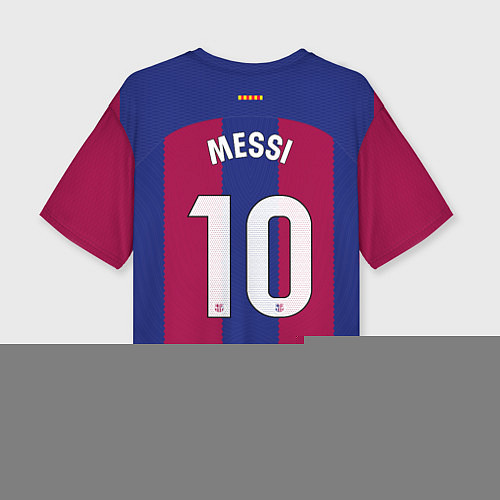 Женская футболка оверсайз Лионель Месси Барселона форма 2324 домашняя / 3D-принт – фото 2