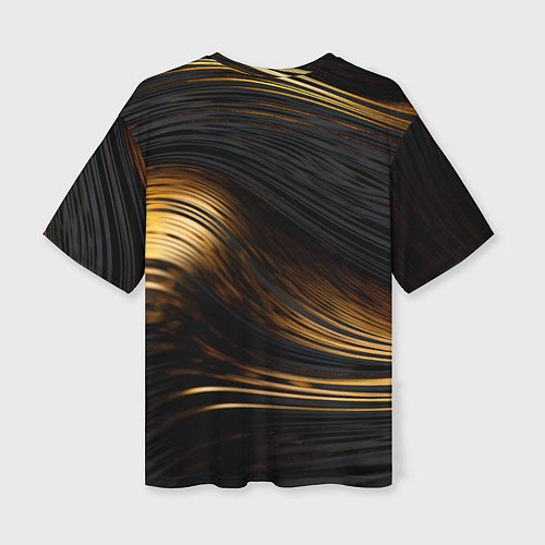 Женская футболка оверсайз Black gold waves / 3D-принт – фото 2