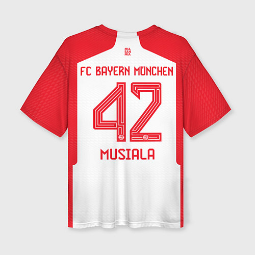 Женская футболка оверсайз Джамал Мусиала Бавария Мюнхен форма 2324 домашняя / 3D-принт – фото 2