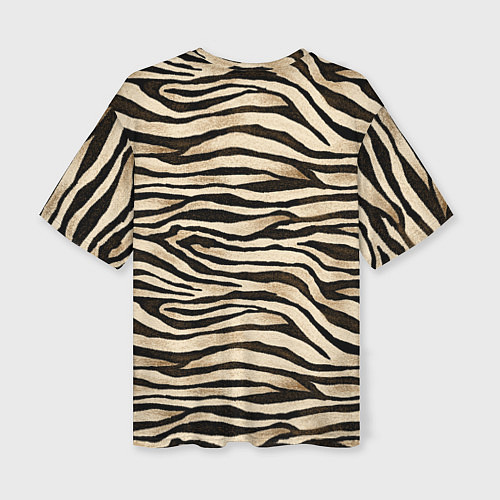 Женская футболка оверсайз Шкура зебры и белого тигра / 3D-принт – фото 2