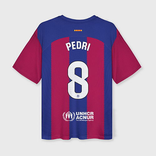 Женская футболка оверсайз Педри Барселона форма 2324 домашняя / 3D-принт – фото 2