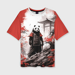 Женская футболка оверсайз Panda samurai