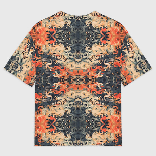 Женская футболка оверсайз Оранжевые японские мотивы / 3D-принт – фото 2