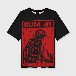Женская футболка оверсайз Sum41 - Skeleton
