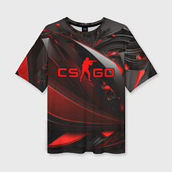 Футболка оверсайз женская CS GO red and black, цвет: 3D-принт