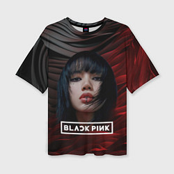 Женская футболка оверсайз Blackpink red and black