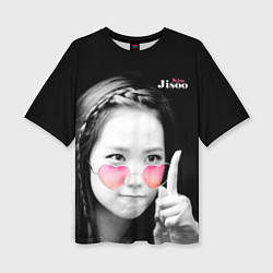 Женская футболка оверсайз Blackpink Jisoo Attention sign