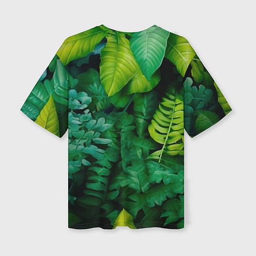 Женская футболка оверсайз Леопард в листьях / 3D-принт – фото 2