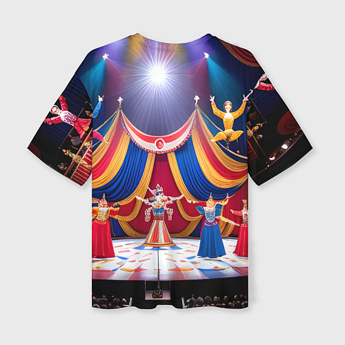 Женская футболка оверсайз Слон с цирке / 3D-принт – фото 2