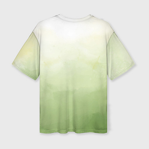 Женская футболка оверсайз Абстрактный лаймовый акварельный фон / 3D-принт – фото 2