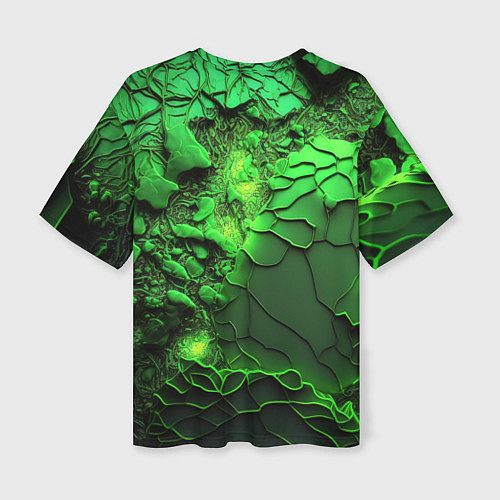 Женская футболка оверсайз Объемная зеленая текстура / 3D-принт – фото 2
