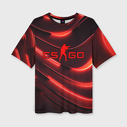 Женская футболка оверсайз CS GO red neon