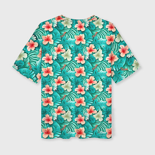 Женская футболка оверсайз Летние цветочки паттерн / 3D-принт – фото 2