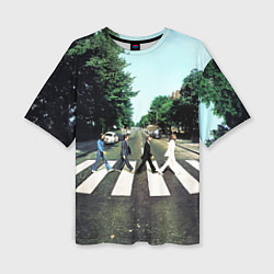 Женская футболка оверсайз The Beatles альбом Abbey Road