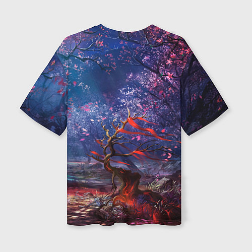 Женская футболка оверсайз Магический лес при луне / 3D-принт – фото 2
