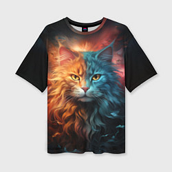 Женская футболка оверсайз Сердитый котик