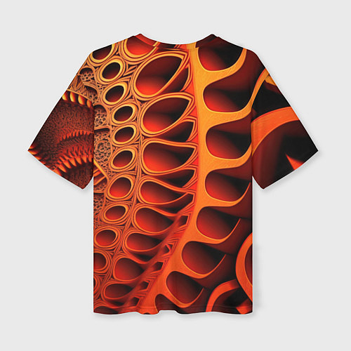 Женская футболка оверсайз Объемная оранжевая абстракция / 3D-принт – фото 2