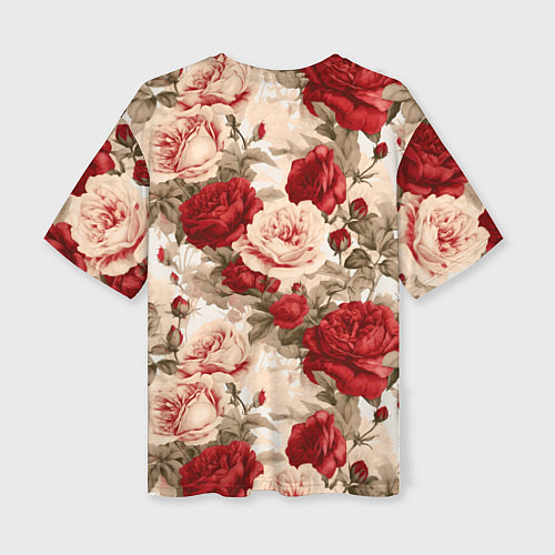 Женская футболка оверсайз Розы паттерн / 3D-принт – фото 2