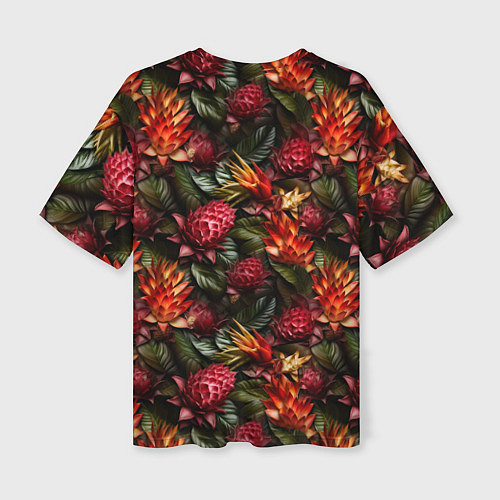 Женская футболка оверсайз Тропические цветы / 3D-принт – фото 2