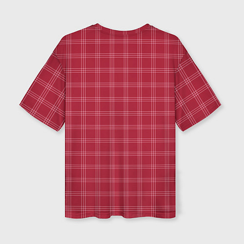 Женская футболка оверсайз Клетка бордовый паттерн / 3D-принт – фото 2