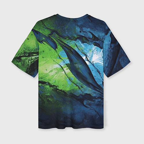 Женская футболка оверсайз Green blue abstract / 3D-принт – фото 2