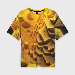 Женская футболка оверсайз Желтая объемная абстракция
