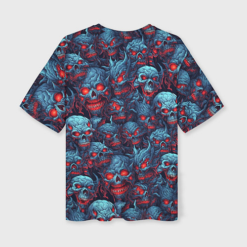 Женская футболка оверсайз Monster skulls pattern / 3D-принт – фото 2