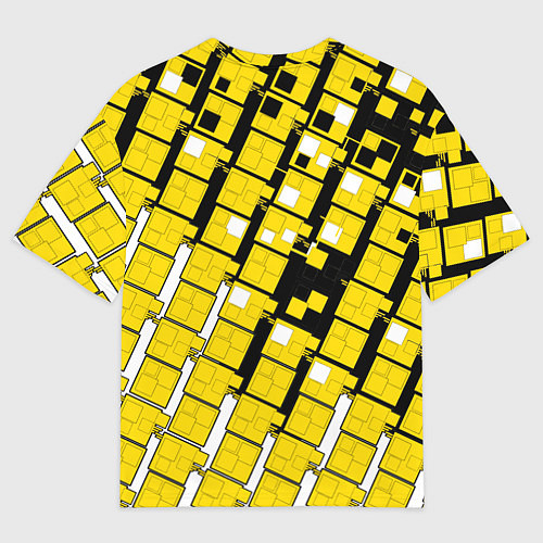 Женская футболка оверсайз Киберпанк квадраты жёлтые / 3D-принт – фото 2