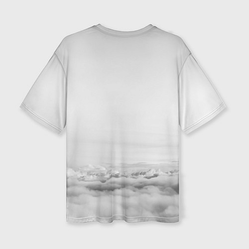 Женская футболка оверсайз Орёл в облаках черно-белый / 3D-принт – фото 2