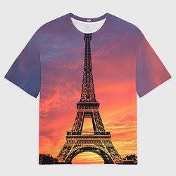 Футболка оверсайз женская Эйфелева башня - закат, цвет: 3D-принт