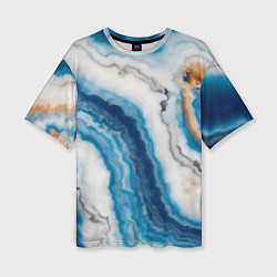 Женская футболка оверсайз Узор волна голубой океанический агат