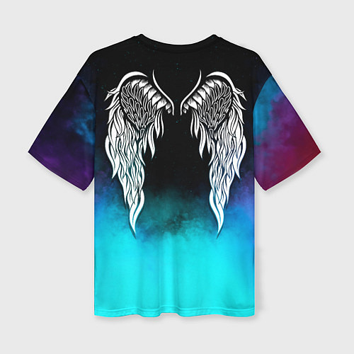 Женская футболка оверсайз Крылья на спине / 3D-принт – фото 2