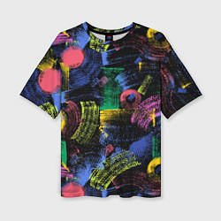 Женская футболка оверсайз Яркие абстрактые формы с текстурой