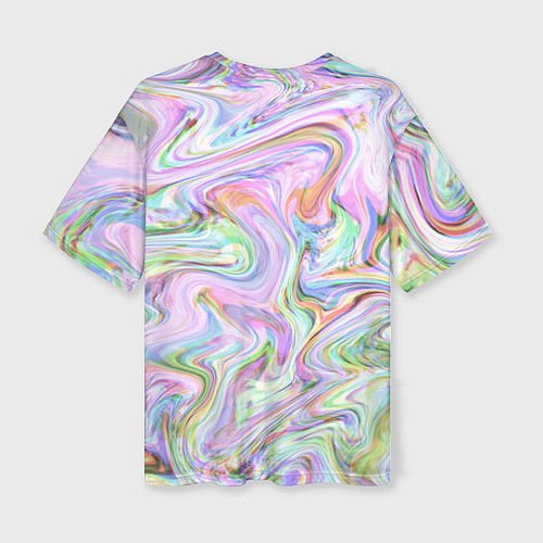 Женская футболка оверсайз Абстрактные розовые волны / 3D-принт – фото 2