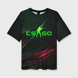 Женская футболка оверсайз CSGO green logo