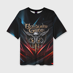 Женская футболка оверсайз Baldurs Gate 3 dark logo