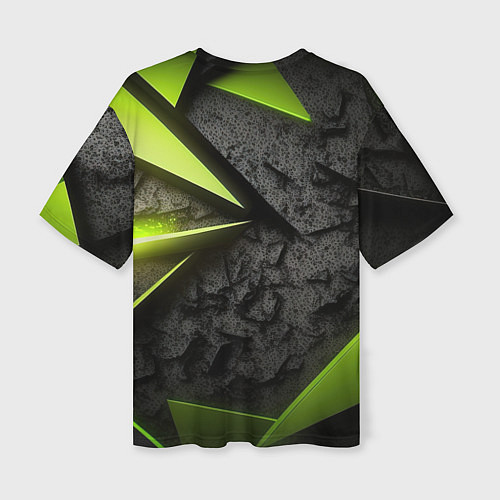Женская футболка оверсайз Baldurs Gate 3 logo green abstract / 3D-принт – фото 2
