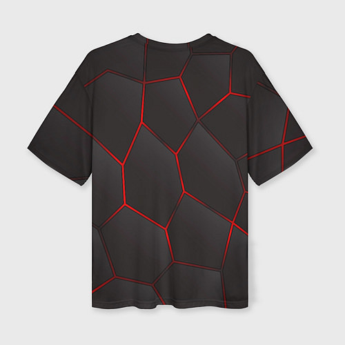 Женская футболка оверсайз Baldurs Gate 3 logo red black geometry / 3D-принт – фото 2