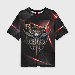 Женская футболка оверсайз Baldurs Gate 3 logo black red